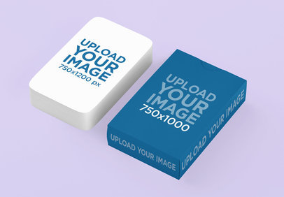 Mockup of a Box With a Pile of Playing Cards