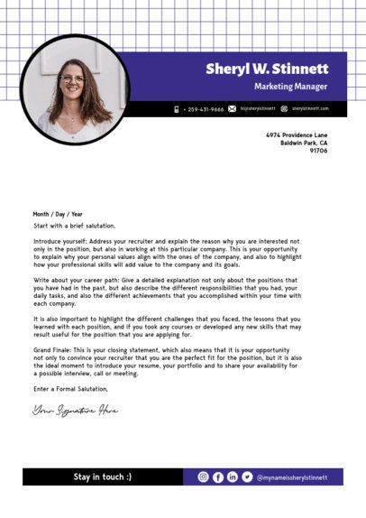 LinkedIn Cover Letter Template Featuring a Gridded Background 5768a-el1
