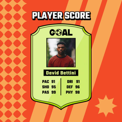 Instagram Post Creator for Sports Streamers with a Player Score Card 5138f