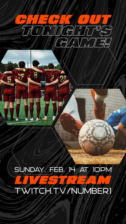 Instagram Story Design Creator for a Soccer Game Live Stream