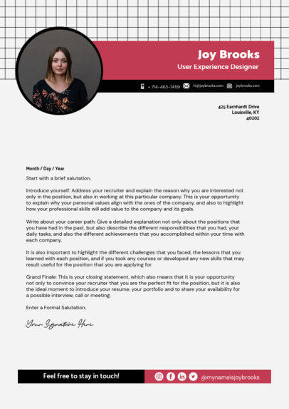 LinkedIn Cover Letter Generator with a Modern Layout for a UX Designer 5768c-el1