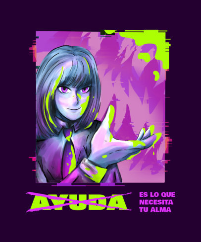 T-Shirt Design Template with an Illustrated Sorceress Inspired by Chainsaw Man