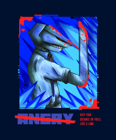T-Shirt Design Creator Featuring an Illustrated Anime Character with a Saw Hand