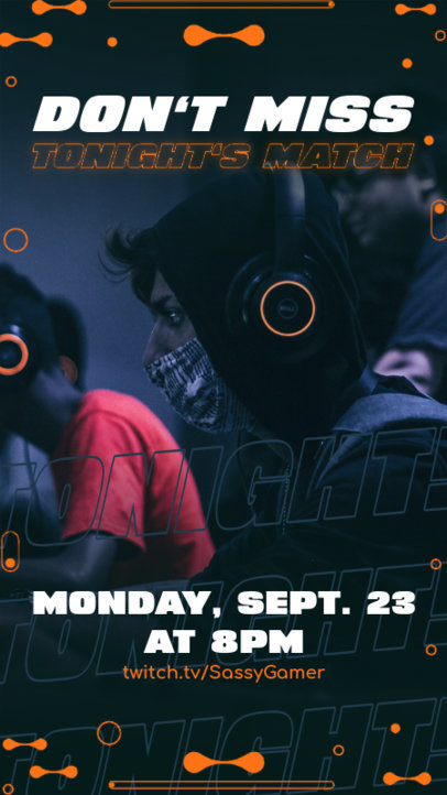 Instagram Story Generator for a Gaming Match Event