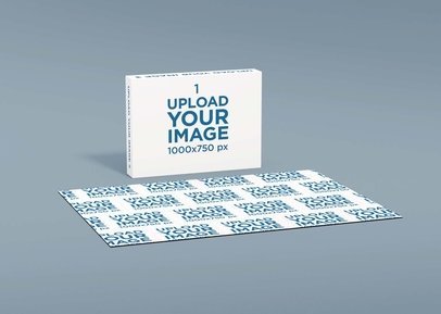 Mockup of a Puzzle With a Cardboard Box