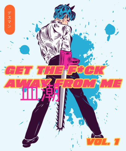 T-Shirt Design Template Featuring Illustrations Inspired by the Chainsaw Man Manga