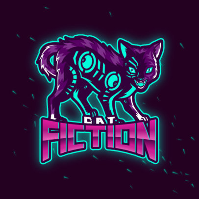 Cyberpunk-Themed Logo Creator for Gamers Featuring a Sci-Fi Cougar