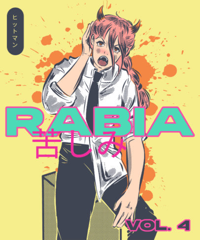 T-Shirt Design Creator Featuring an Illustrated Manga Character Inspired by Chainsaw Man