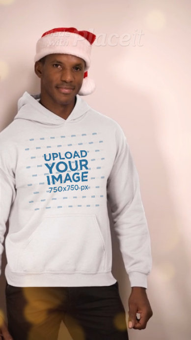 Pullover Hoodie Video Featuring a Man Wearing a Christmas Hat