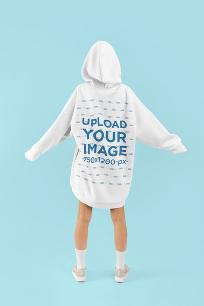 Back-View Mockup Featuring a Woman Wearing an Oversized Hoodie 