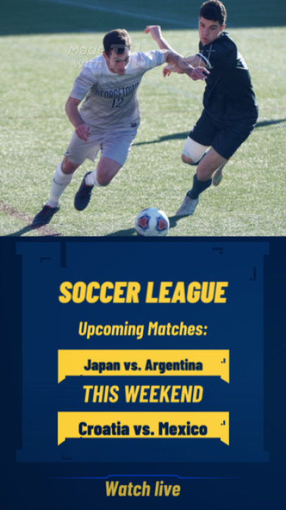 Instagram Story Template Featuring an Upcoming Soccer Game Live Stream 2547a 6080-el1