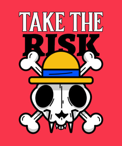 T-Shirt Design Template Featuring a Skull Graphic Inspired by Pirate Symbol