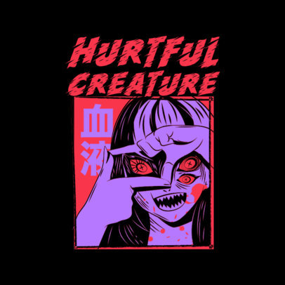 Gaming Logo Template Featuring Junji-Ito-Inspired Illustrations 5508