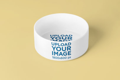 Mockup of a Circular Pet Bowl Placed over a Solid Surface