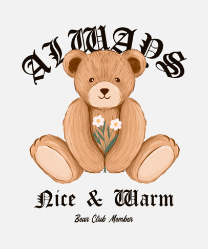 Cute T-Shirt Design Generator Featuring an Illustrated Teddy Bear With Flowers