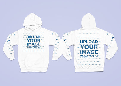 Back and Front View Mockup Featuring a Gildan Hoodie With Customizable Sleeves