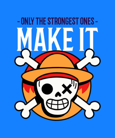 Quote T-Shirt Design Creator Featuring a One Piece Pirate Skull Symbol