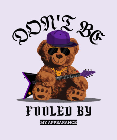 T-Shirt Design Creator Featuring an Illustrated Rockstar Teddy Bear
