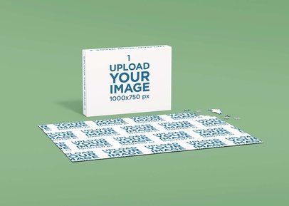 Mockup of a Puzzle and a Box Placed on a Customizable Backdrop