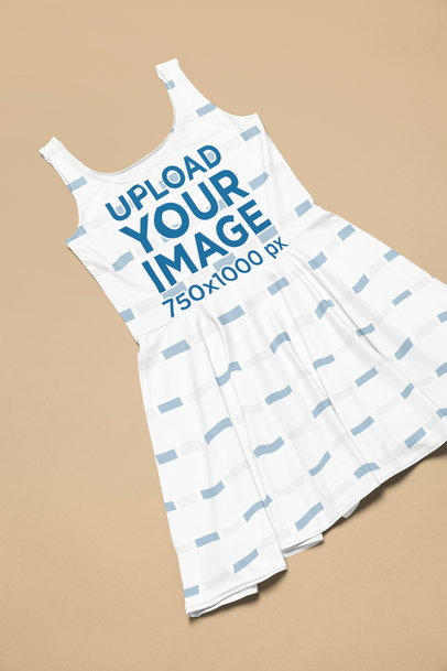 Mockup of a Skater Dress Placed Over a Colorful Surface