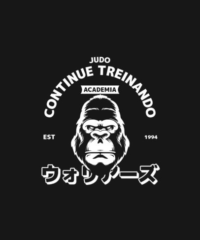 T-Shirt Design Creator for a Martial Arts Academy Featuring a Gorila Graphic