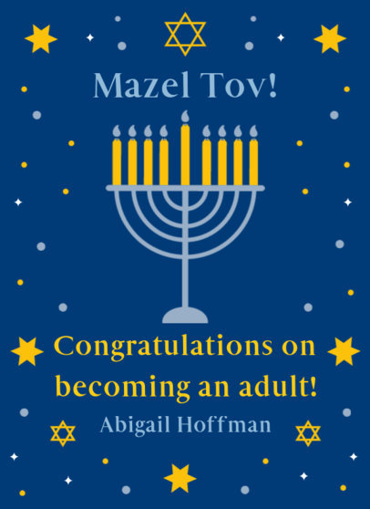 Greeting Card Design Maker with Star Graphics for a Bar Mitzvah 5148