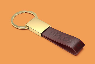 Mockup of a Keychain Lying on a Colorful Background