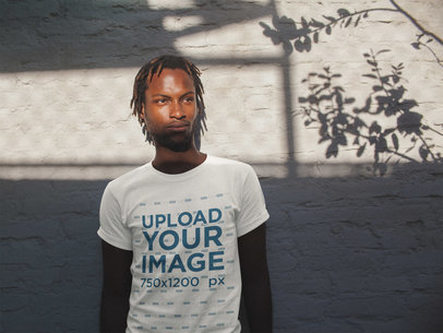 T-Shirt Mockup of a Man with Sun Rays on His Face a20104