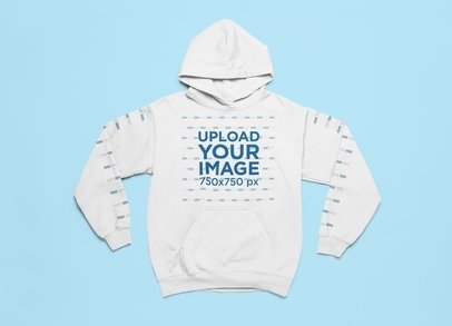 Mockup of a Pullover Hoodie Flat Laid over a Color-Customizable Background