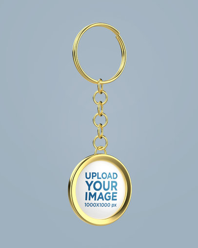 Mockup of a Golden Luxury Keychain m30348 r-el2
