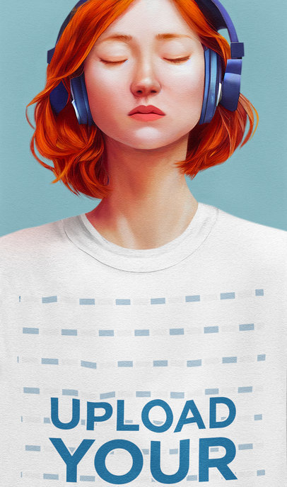 Illustrated Mockup Featuring an AI-Generated Woman Wearing a T-Shirt