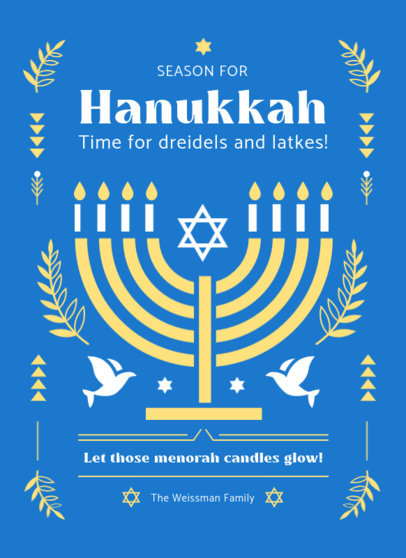 Holiday Greeting Card Template to Celebrate Hanukkah