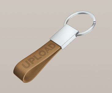 Keychain Mockup With a Leather Strap