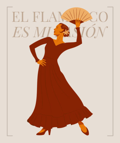 T-Shirt Design Creator Featuring a Flamenco Dancer with a Hand Fan
