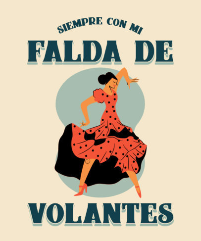 T-Shirt Design Template with a Flamenco Dancer Illustration
