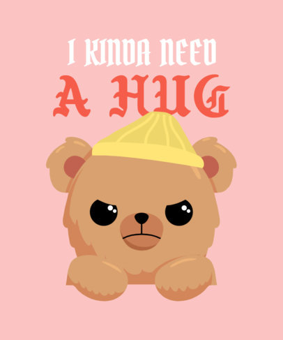 Fun T-Shirt Design Template Featuring a Cute Angry Teddy Bear Graphic