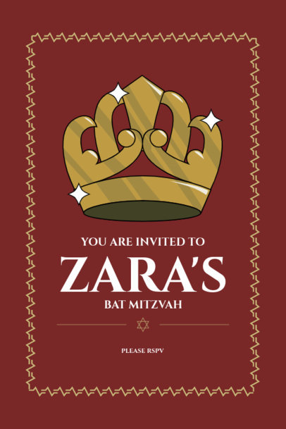Holiday Invitation Design Creator for a Bat-Mitzvah Celebration 5150b