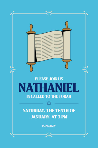 Jewish-Themed Invitation Design Template for a Bar-Mitzvah Event 5150c