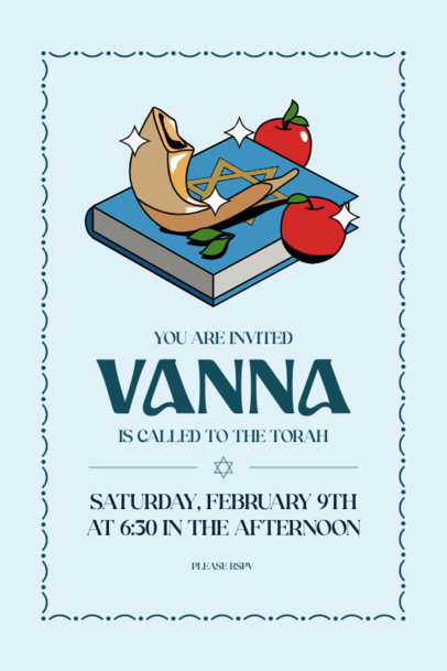 Invitation Design Maker for a Bat-Mitzvah Featuring a Torah Graphic 5150d