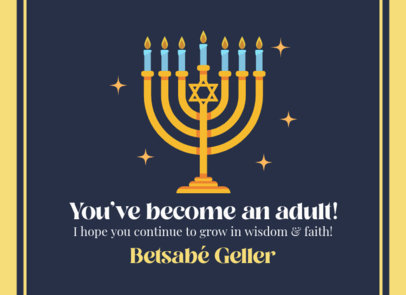 Greeting Card Generator for a Bat-Mitzvah Celebration With a Menorah Graphic 5149e