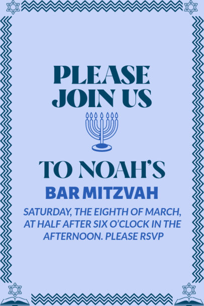 Bar-Mitzvah-Themed Invitation Design Template Featuring a Menorah Icon 5151c