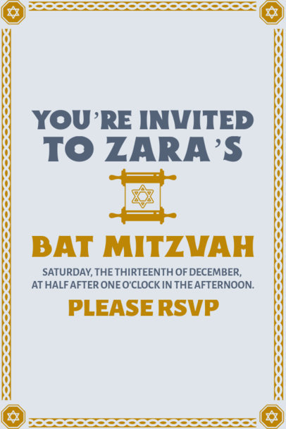Invitation Design Generator Featuring a Bat-Mitzvah Theme 5151e