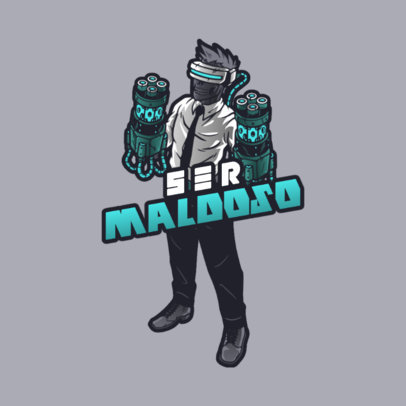 Gaming Logo Template with a Chainsaw Man-Inspired Futuristic Character 5506e