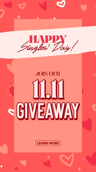 Singles' Day-Themed Instagram Story Template Featuring a Giveaway Promo