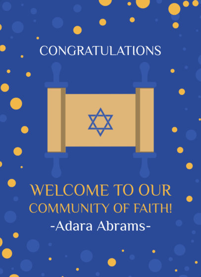 Greeting Card Template for a Bar Mitzvah with a Torah Graphic 5148a