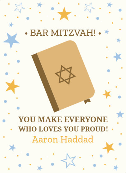 Greeting Card Generator Featuring a Tanakh Graphic for a Bar Mitzvah 5148b