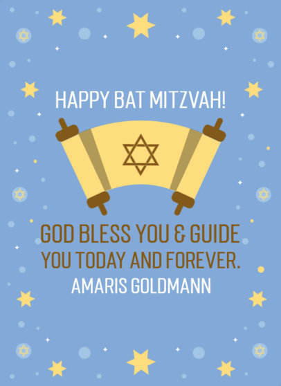 Greeting Card Creator for a Bat Mitzvah Featuring an Illustrated Torah 5148c