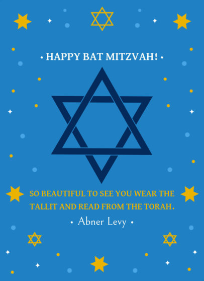 Greeting Card Maker for a Bar Mitzvah Featuring an Illustrated Star of David 5148d