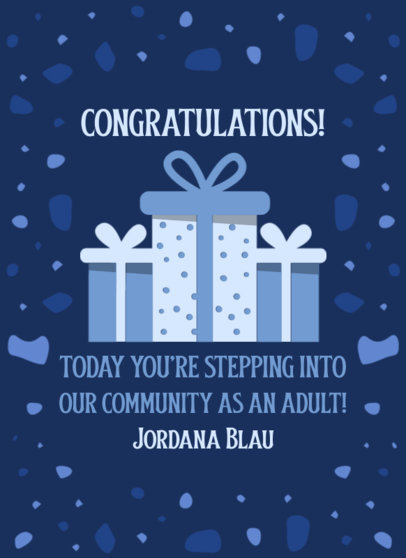 Greeting Card Template with Gift Illustrations for a Bar Mitzvah 5148e