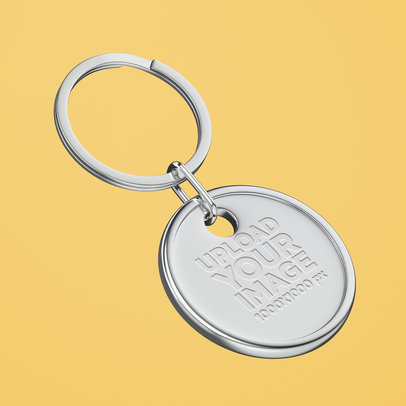 Mockup of a Rounded Silver Keychain m30351 r-el2